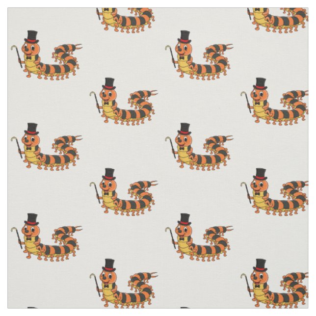 Cute funny centipede cartoon illustration fabric (Swatch)