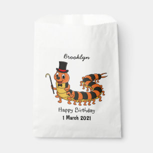 Cute funny centipede cartoon illustration favour bags