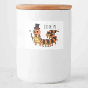 Cute funny centipede cartoon illustration  food label