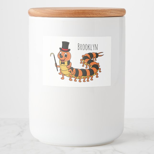Cute funny centipede cartoon illustration  food label (Front)