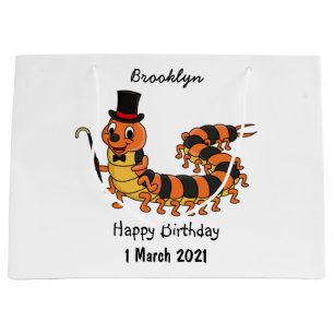 Cute funny centipede cartoon illustration  large gift bag