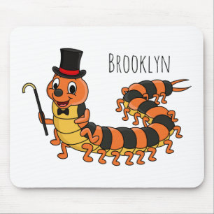 Cute funny centipede cartoon illustration mouse mat
