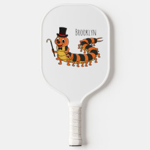 Cute funny centipede cartoon illustration pickleball paddle