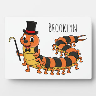 Cute funny centipede cartoon illustration plaque