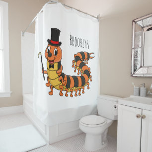 Cute funny centipede cartoon illustration shower curtain