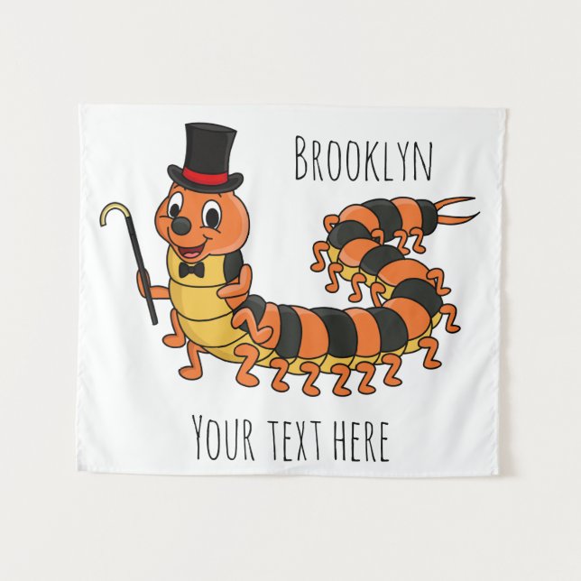 Cute funny centipede cartoon illustration tapestry (Front (Horizontal))