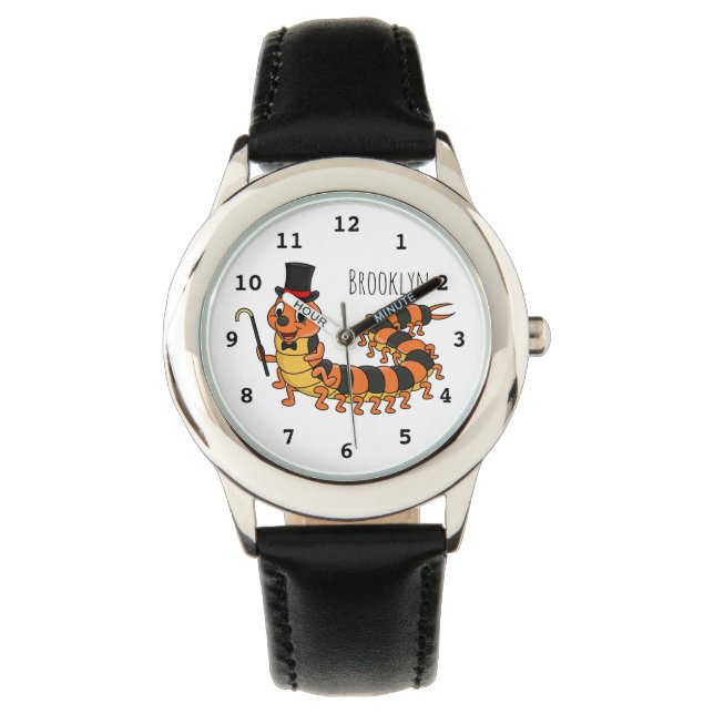 Cute funny centipede cartoon illustration watch (Front)