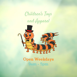 Cute funny centipede cartoon illustration window cling