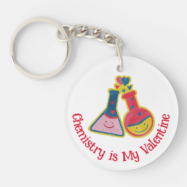 Cute Funny Chemist Valentine's Day Chemistry Keych Key Ring (Front)