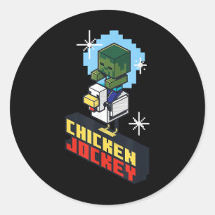 Cute Funny Chicken Jockey Pixel Graphic Riding Gam Classic Round Sticker