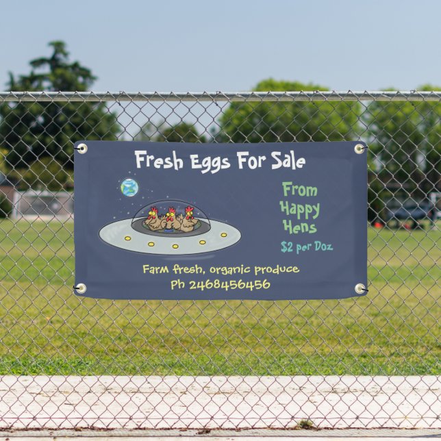 Cute funny chickens cartoon eggs for sale sign (Insitu)