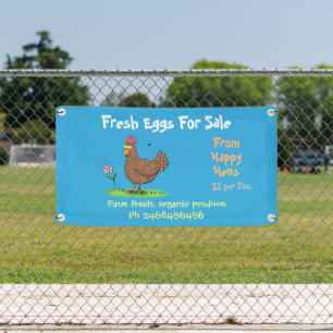 Cute funny chickens cartoon eggs for sale sign