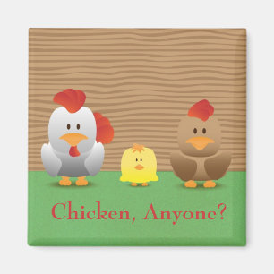 Cute Funny Chickens Cartoon Fridge Magnet