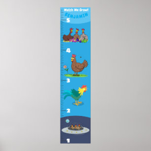 Cute funny chickens cartoon growth chart