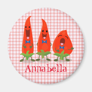 Cute funny chilli hot pepper trio cartoon magnet
