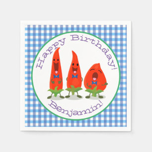 Cute funny chilli hot pepper trio cartoon napkin