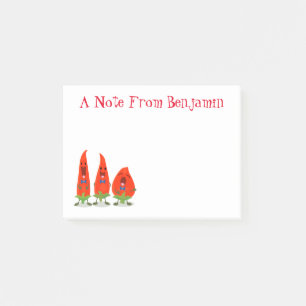 Cute funny chilli hot peppers trio cartoon post-it notes