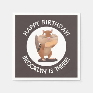Cute funny chipmunk cartoon personalised birthday napkin