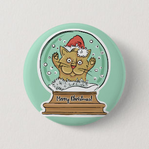 Cute Funny Christmas Cat button
