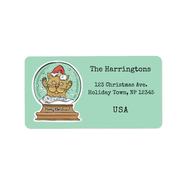 Cute Funny Christmas Cat custom labels (Front)