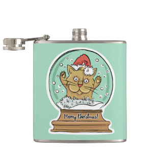 Cute Funny Christmas Cat custom name flask