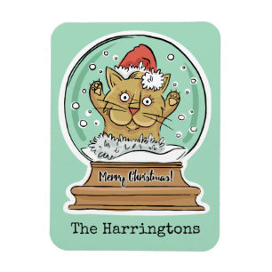 Cute Funny Christmas Cat custom name magnet