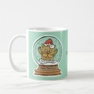Cute Funny Christmas Cat custom name mugs