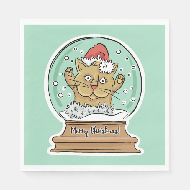 Cute Funny Christmas Cat paper napkins (Front)