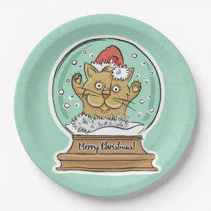 Cute Funny Christmas Cat paper plates