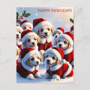 Cute Funny Christmas Dog Puppy Happy Pawlidays Postcard