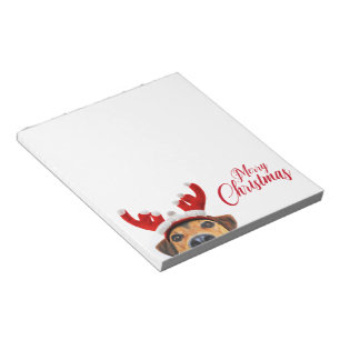 Cute Funny Christmas Dog Reindeer Antler Headband Notepad