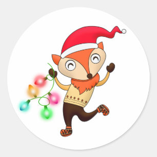 Cute Funny Christmas Fox Envelope Stickers Seals