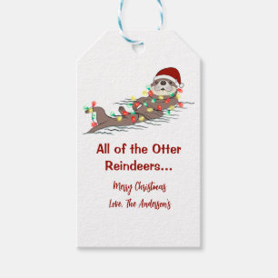 Cute Funny Christmas Lights Otter Reindeers Gift Tags