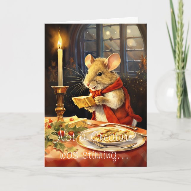 Cute Funny Christmas Mouse Poem Holiday Card (Front)
