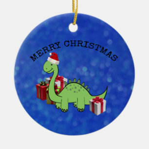 Cute funny  Christmas Santa dinosaur Ceramic Tree Decoration