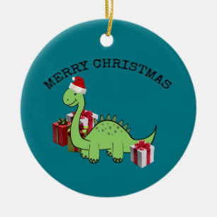 Cute funny  Christmas Santa dinosaur Ceramic Tree Decoration