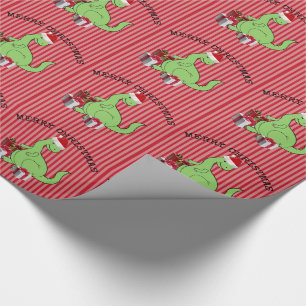 Cute funny Christmas Santa dinosaur Wrapping Paper