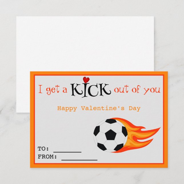 Cute Funny Class Card Valentine's Soccer Love Kids (Front/Back)