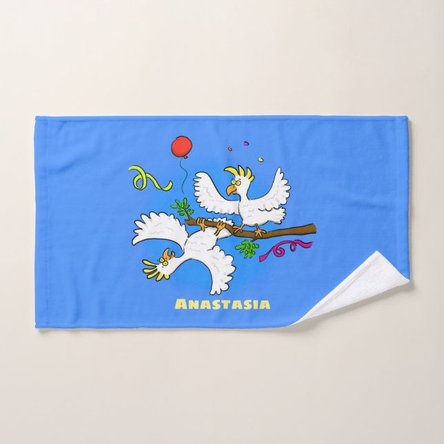 Cute funny cockatoo birds cartoon bath towel set (Hand Towel)
