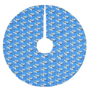 Cute funny cockatoo birds cartoon brushed polyester tree skirt