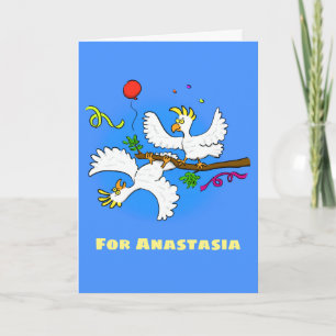 Cute funny cockatoo birds cartoon card