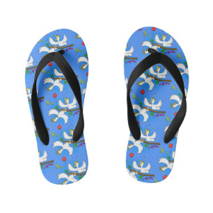 Cute funny cockatoo birds cartoon kid's flip flops