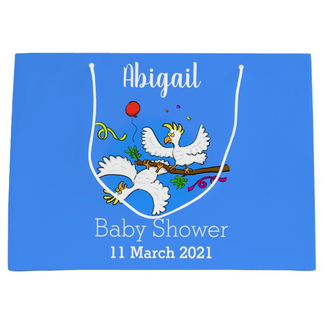 Cute funny cockatoo birds cartoon large gift bag (Front)