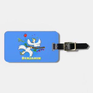 Cute funny cockatoo birds cartoon luggage tag