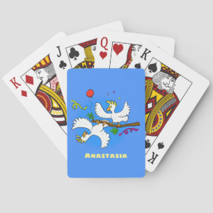 Cute funny cockatoo birds cartoon playing cards