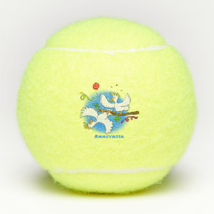 Cute funny cockatoo birds cartoon tennis balls