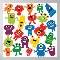 Cute Funny Colorful Monsters Pattern