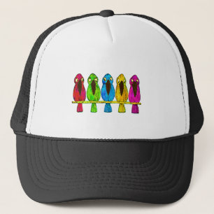 Cute Funny Colourful Birds Together Side by Side Trucker Hat