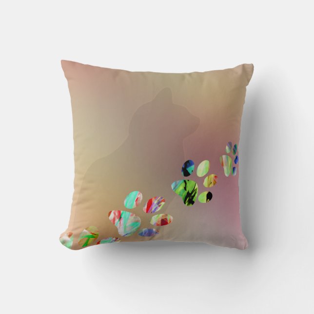 Cute Funny Colourful Cat Paw Cushion (Front)