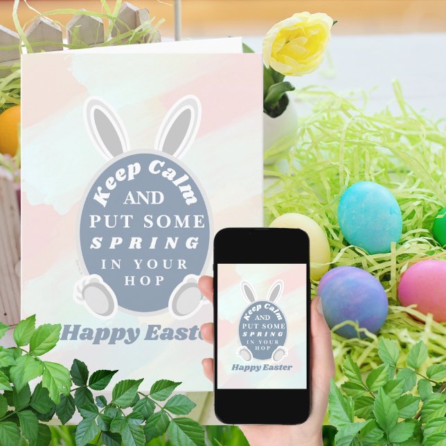 Cute Funny Colourful Easter Bunny Holiday Card (Creator Uploaded)